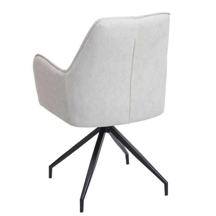 Esszimmerstuhl HWC-K15, Kchenstuhl Polsterstuhl Stuhl mit Armlehne, Stoff/Textil Metall ~ creme-beige