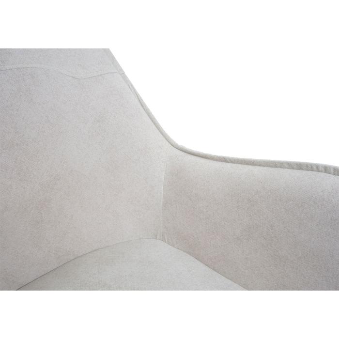6er-Set Esszimmerstuhl HWC-K15, Kchenstuhl Polsterstuhl Stuhl mit Armlehne, Stoff/Textil Metall ~ creme-beige