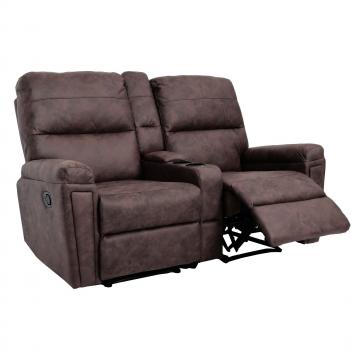 2er Kinosessel HWC-K17, Relaxsessel Fernsehsessel Sofa, Nosagfederung Getrnkehalter Fach ~ Stoff/Textil braun