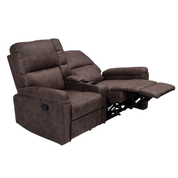 2er Kinosessel HWC-K17, Relaxsessel Fernsehsessel Sofa, Nosagfederung Getrnkehalter Fach ~ Stoff/Textil braun