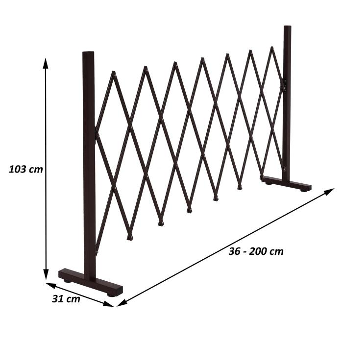 Defekte Ware (Nieten reien SK4) | Alu Absperrgitter HWC-K56, Zaun, ausziehbar schwenkbar Stahl 103x31-200x31cm, braun