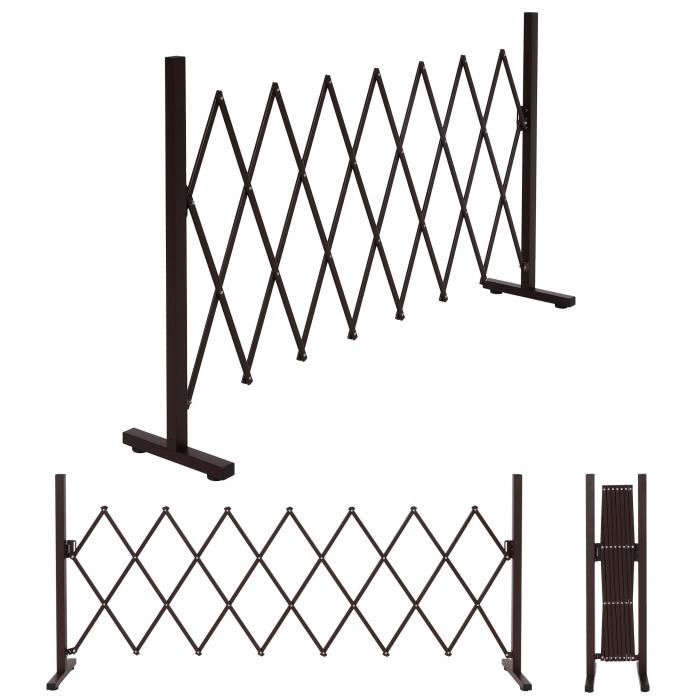 Defekte Ware (Nieten reien SK4) | Alu Absperrgitter HWC-K56, Zaun, ausziehbar schwenkbar Stahl 103x31-200x31cm, braun