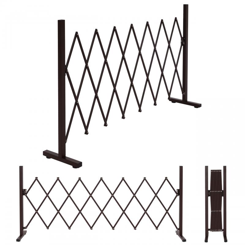Defekte Ware (Nieten reien SK4) | Alu Absperrgitter HWC-K56, Zaun, ausziehbar schwenkbar Stahl 103x31-200x31cm, braun