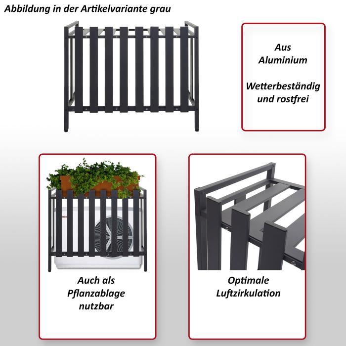 Verkleidung fr Klimaanlage/Wrmepumpe HWC-K58, Abdeckung Schutzgitter Pflanzenregal, Metall 80x90x39cm ~ braun