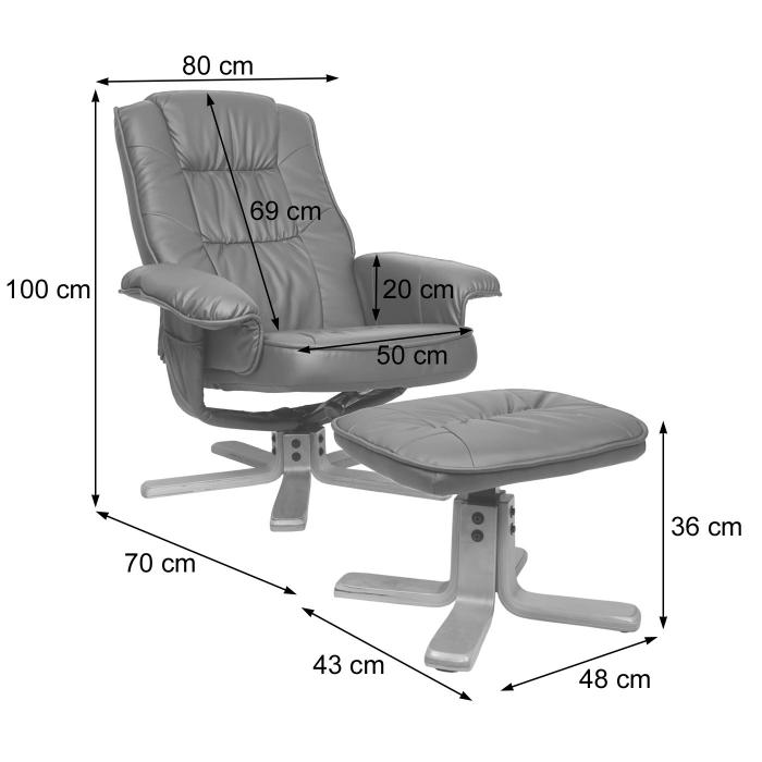 Relaxsessel M56, Fernsehsessel TV-Sessel mit Hocker Ottomane, Kunstleder Eukalyptus Holz ~ bordeaux