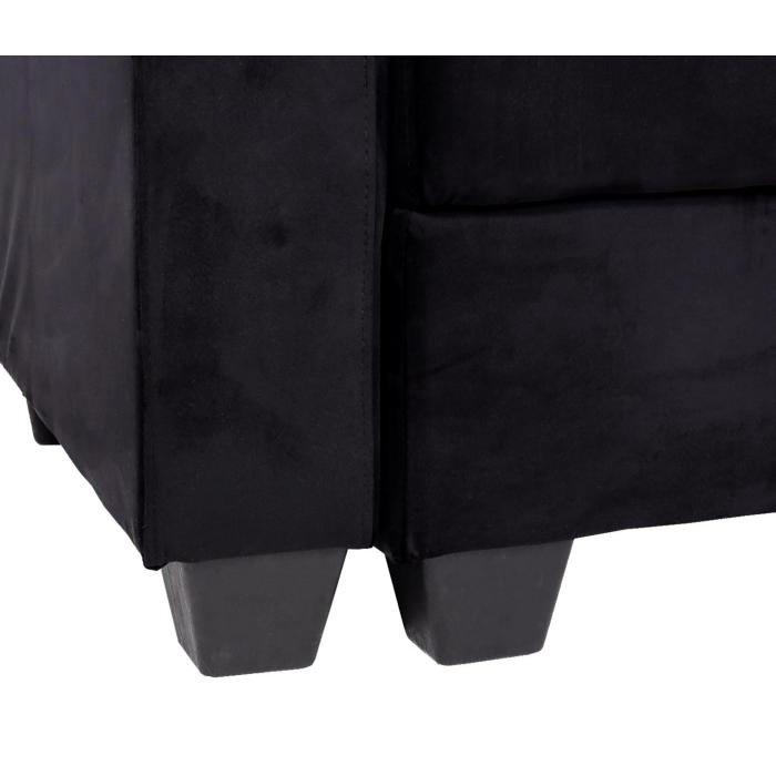Sofa HWC-H47 mit Ottomane, Couch Sofa Gstebett, Schlaffunktion Stauraum 217x145cm ~ Samt schwarz