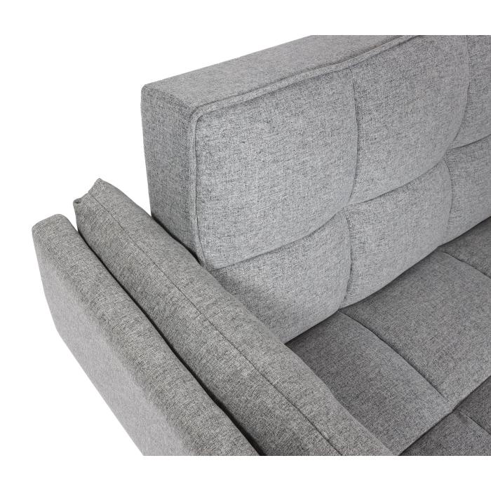 Retourenware | Schlafsofa HWC-K18 mit Ottomane, Couch Sofa Gstebett, Schlaffunktion 218x175cm ~ Stoff/Textil hellgrau