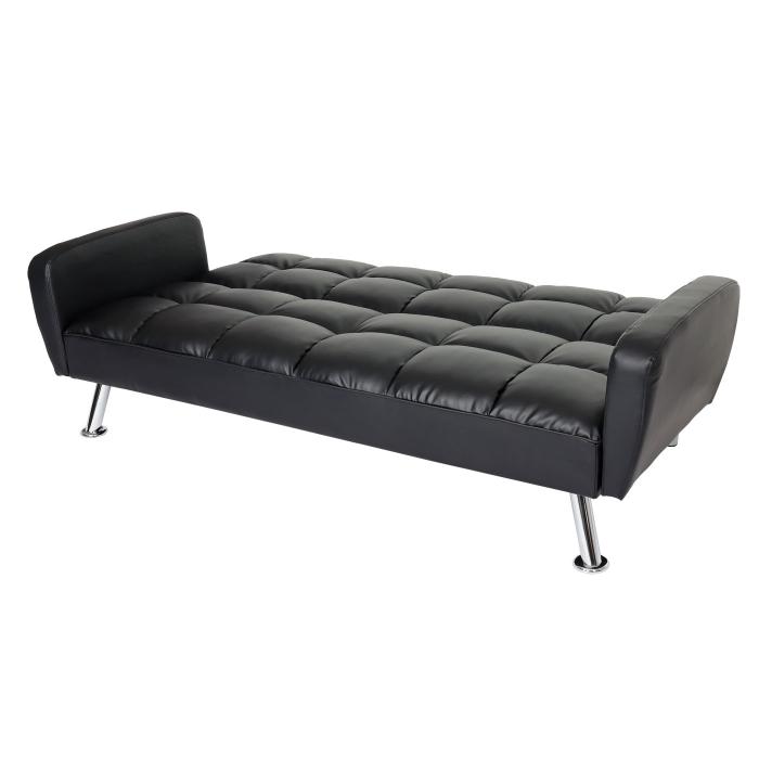 Sofa HWC-K19, Couch Schlafsofa Gästebett Bettsofa Klappsofa, Nosagfederung Schlaffunktion 203cm ~ Kunstleder schwarz
