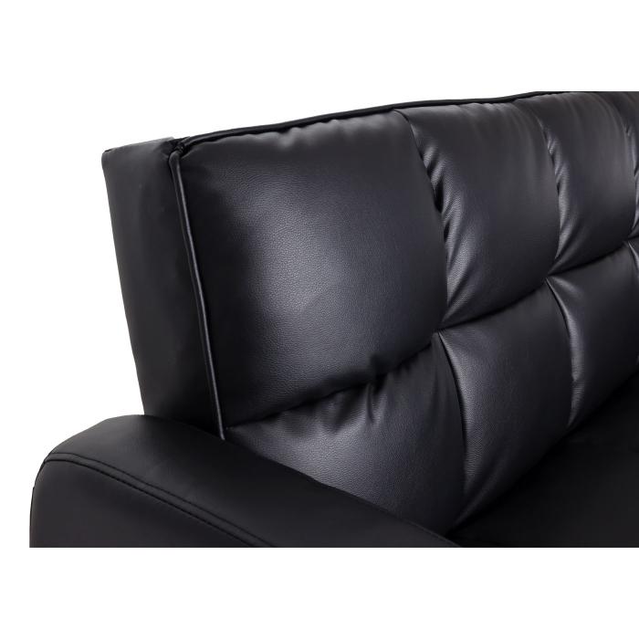 Sofa HWC-K19, Couch Schlafsofa Gästebett Bettsofa Klappsofa, Nosagfederung Schlaffunktion 203cm ~ Kunstleder schwarz