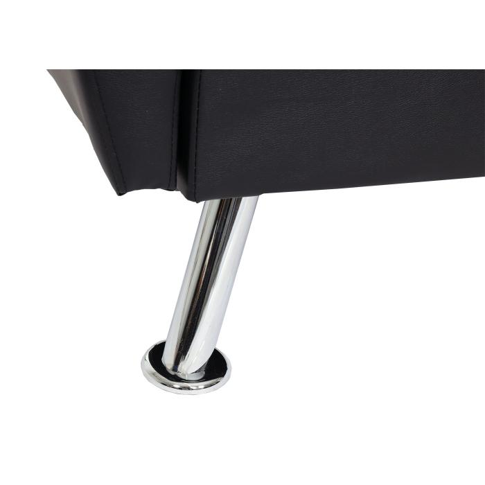 Sofa HWC-K19, Couch Schlafsofa Gästebett Bettsofa Klappsofa, Nosagfederung Schlaffunktion 203cm ~ Kunstleder schwarz
