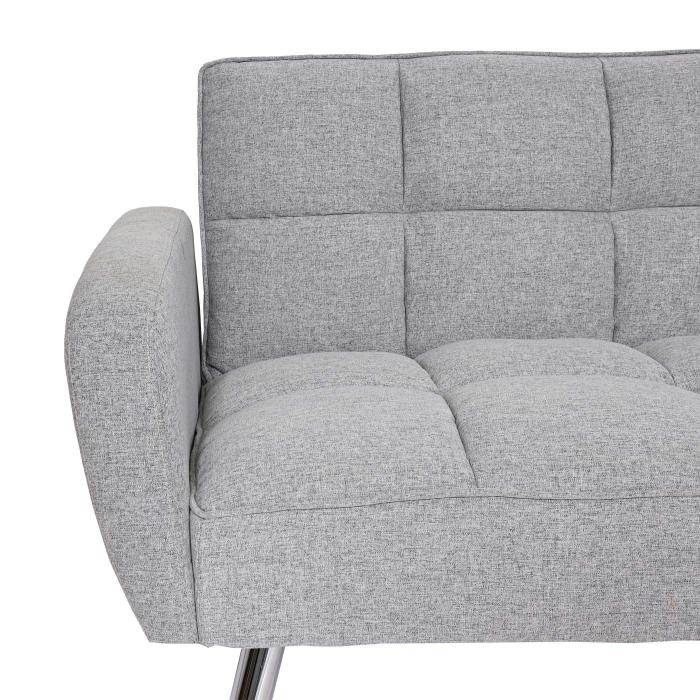 Sofa HWC-K19, Couch Schlafsofa Gstebett Bettsofa Klappsofa, Nosagfederung Schlaffunktion 203cm ~ Stoff/Textil hellgrau