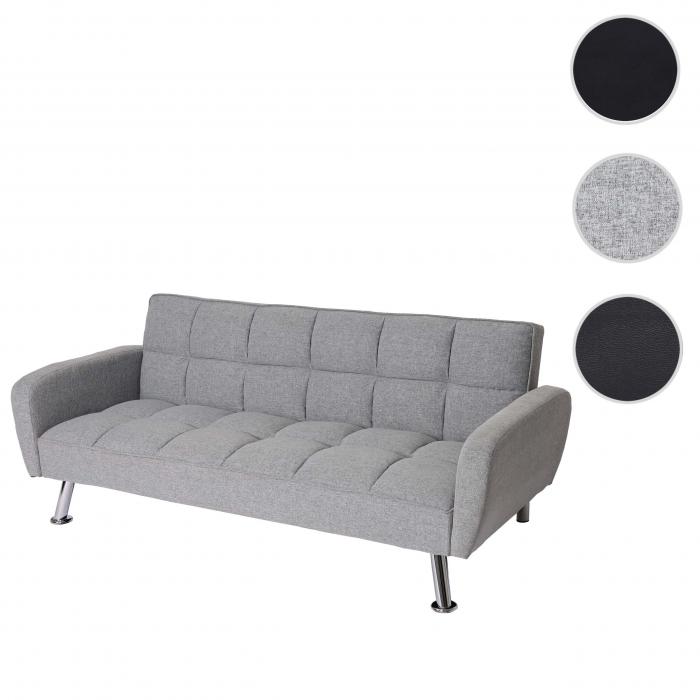 Sofa HWC-K19, Couch Schlafsofa Gstebett Bettsofa Klappsofa, Nosagfederung Schlaffunktion 203cm ~ Stoff/Textil hellgrau