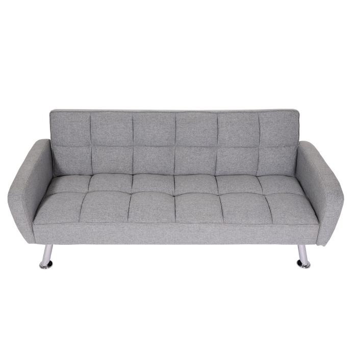 Sofa HWC-K19, Couch Schlafsofa Gstebett Bettsofa Klappsofa, Nosagfederung Schlaffunktion 203cm ~ Stoff/Textil hellgrau