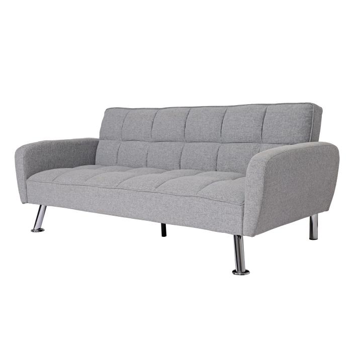 Sofa HWC-K19, Couch Schlafsofa Gstebett Bettsofa Klappsofa, Nosagfederung Schlaffunktion 203cm ~ Stoff/Textil hellgrau