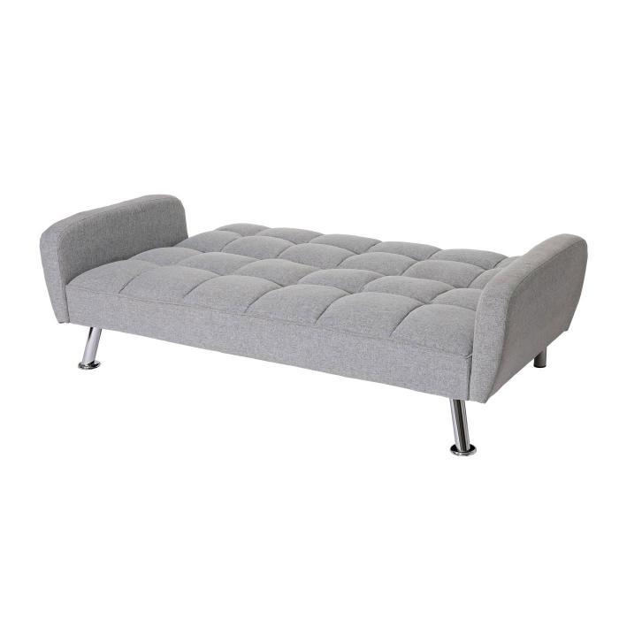 Sofa HWC-K19, Couch Schlafsofa Gstebett Bettsofa Klappsofa, Nosagfederung Schlaffunktion 203cm ~ Stoff/Textil hellgrau