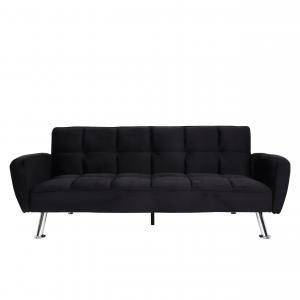 Sofa HWC-K19, Couch Schlafsofa Gstebett Bettsofa Klappsofa, Nosagfederung Schlaffunktion 203cm ~ Samt schwarz