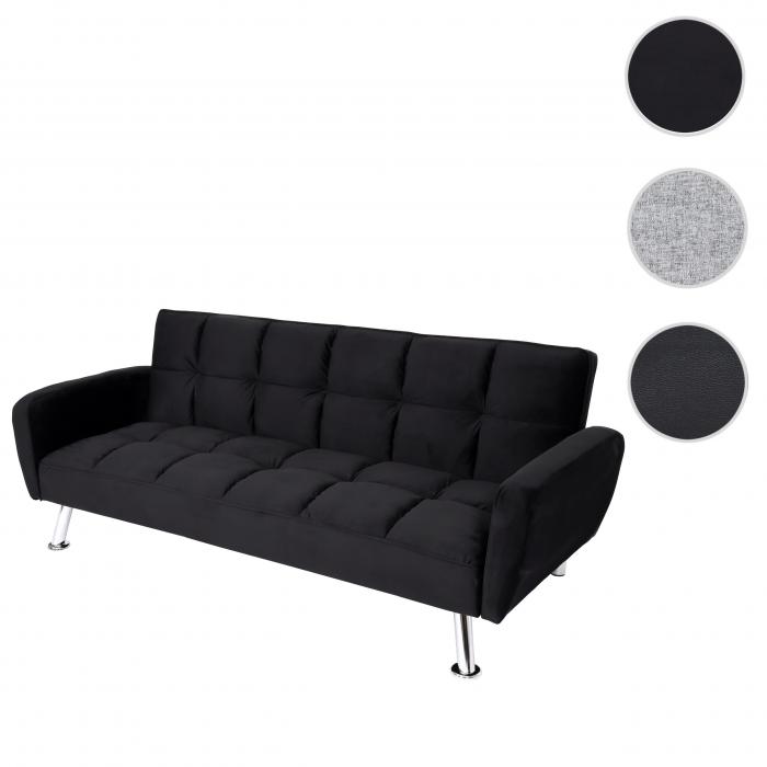 B-Ware (Lehne unfrmig SK2) | Sofa HWC-K19, Couch Schlafsofa Gstebett Nosagfederung Schlaffunktion 203cm ~ Samt schwarz