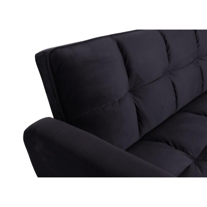 B-Ware (Lehne unfrmig SK2) | Sofa HWC-K19, Couch Schlafsofa Gstebett Nosagfederung Schlaffunktion 203cm ~ Samt schwarz