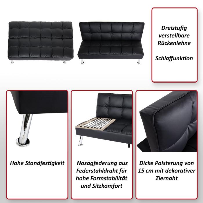 Sofa HWC-K21, Klappsofa Couch Schlafsofa, Nosagfederung Schlaffunktion Liegeflche 181x107cm ~ Samt, grau