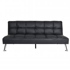 Sofa HWC-K21, Klappsofa Couch Schlafsofa, Nosagfederung Schlaffunktion Liegefläche 187x107cm ~ Kunstleder, schwarz