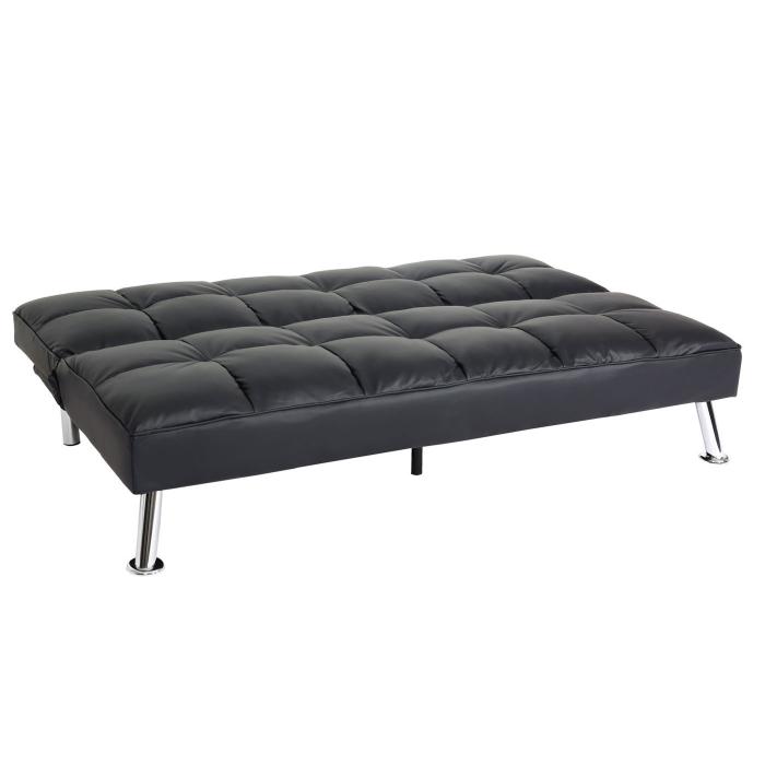 Sofa HWC-K21, Klappsofa Couch Schlafsofa, Nosagfederung Schlaffunktion Liegeflche 181x107cm ~ Kunstleder, schwarz