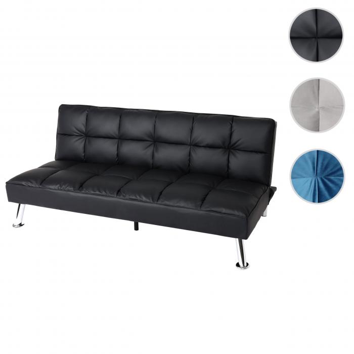 Sofa HWC-K21, Klappsofa Couch Schlafsofa, Nosagfederung Schlaffunktion Liegeflche 181x107cm ~ Kunstleder, schwarz