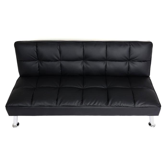 Sofa HWC-K21, Klappsofa Couch Schlafsofa, Nosagfederung Schlaffunktion Liegeflche 181x107cm ~ Kunstleder, schwarz