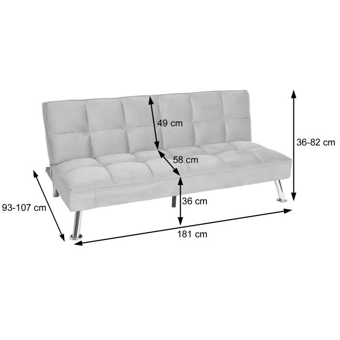 Sofa HWC-K21, Klappsofa Couch Schlafsofa, Nosagfederung Schlaffunktion Liegeflche 181x107cm ~ Samt, grau