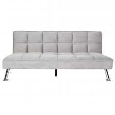 Sofa HWC-K21, Klappsofa Couch Schlafsofa, Nosagfederung Schlaffunktion Liegefläche 187x107cm ~ Samt, grau