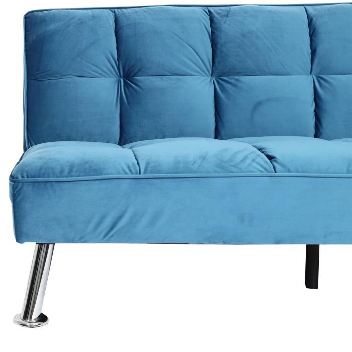 Sofa HWC-K21, Klappsofa Couch Schlafsofa, Nosagfederung Schlaffunktion Liegeflche 181x107cm ~ Samt, blau