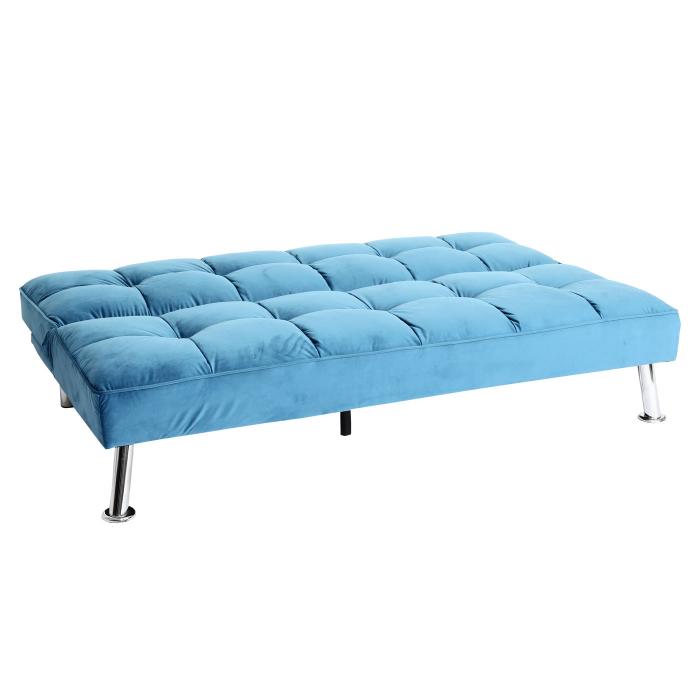 Sofa HWC-K21, Klappsofa Couch Schlafsofa, Nosagfederung Schlaffunktion Liegeflche 181x107cm ~ Samt, blau