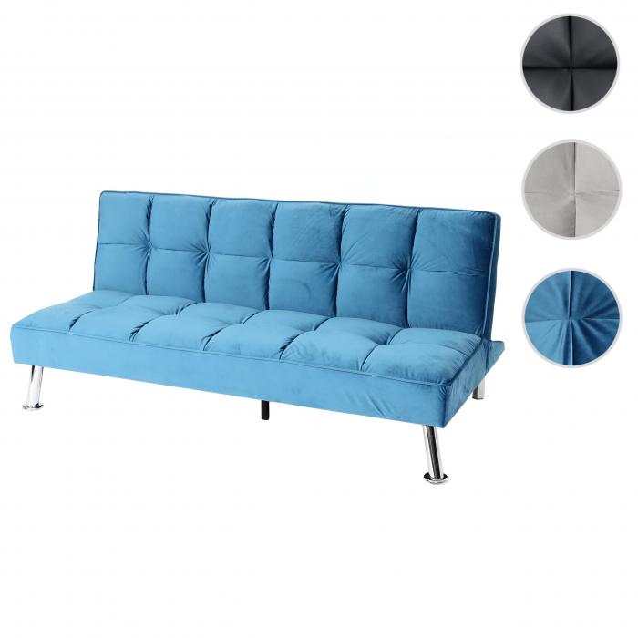 Sofa HWC-K21, Klappsofa Couch Schlafsofa, Nosagfederung Schlaffunktion Liegeflche 181x107cm ~ Samt, blau