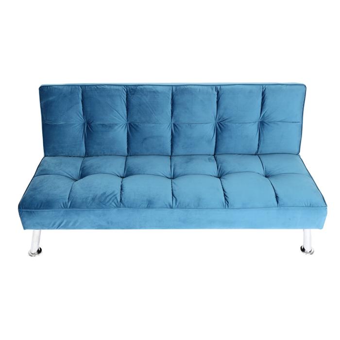 Sofa HWC-K21, Klappsofa Couch Schlafsofa, Nosagfederung Schlaffunktion Liegeflche 181x107cm ~ Samt, blau