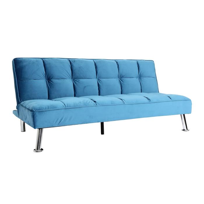 Sofa HWC-K21, Klappsofa Couch Schlafsofa, Nosagfederung Schlaffunktion Liegeflche 181x107cm ~ Samt, blau