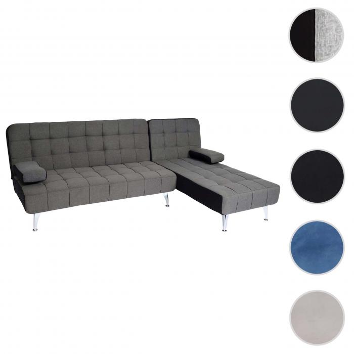 Schlafsofa HWC-K22, Couch Ecksofa Sofa, Liegeflche links/rechts Schlaffunktion 236cm ~ Stoff/Textil dunkelgrau, schwarz