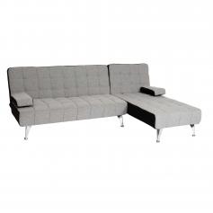 Schlafsofa HWC-K22, Couch Ecksofa Sofa, Liegefläche links/rechts Schlaffunktion ~ Stoff/Textil hellgrau, schwarz