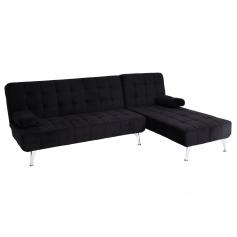Schlafsofa HWC-K22, Couch Ecksofa Sofa, Liegefläche links/rechts Schlaffunktion 236cm ~ Samt schwarz