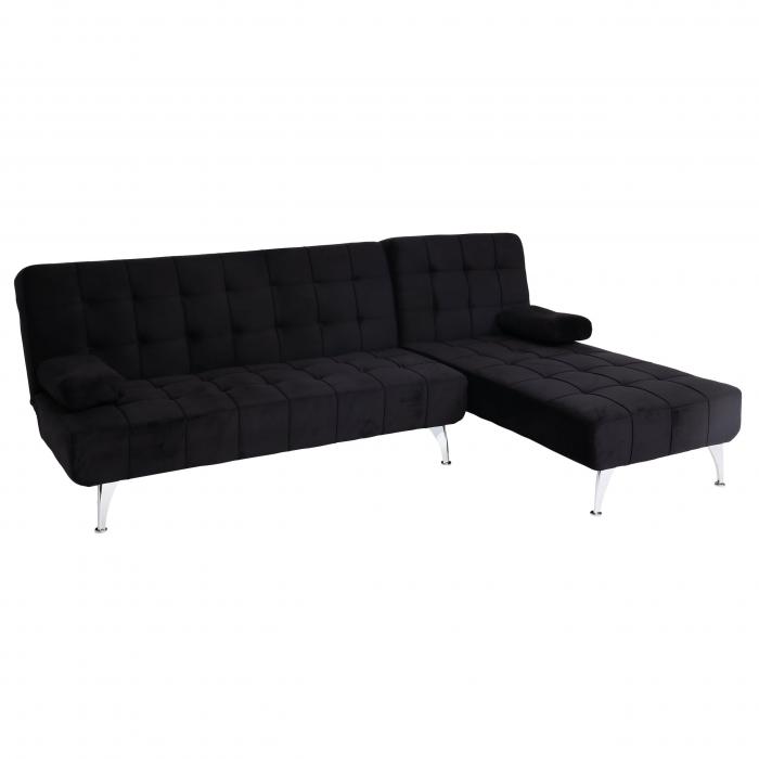 Schlafsofa HWC-K22, Couch Ecksofa Sofa, Liegeflche links/rechts Schlaffunktion 236cm ~ Samt schwarz