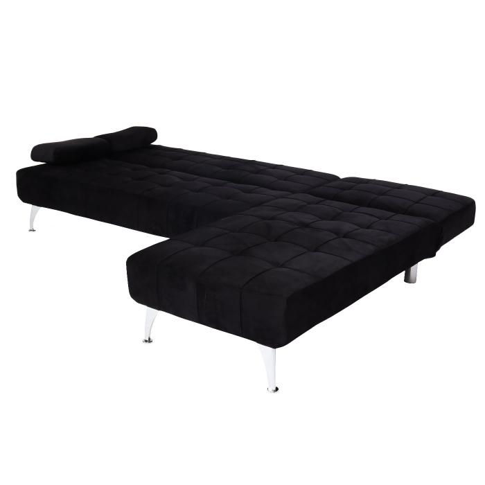 Schlafsofa HWC-K22, Couch Ecksofa Sofa, Liegeflche links/rechts Schlaffunktion 236cm ~ Samt schwarz