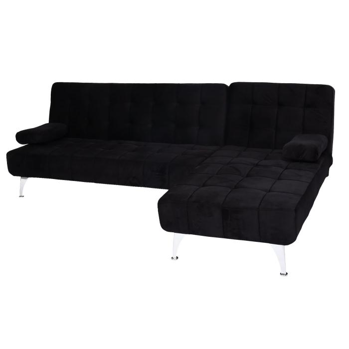 Schlafsofa HWC-K22, Couch Ecksofa Sofa, Liegeflche links/rechts Schlaffunktion 236cm ~ Samt schwarz