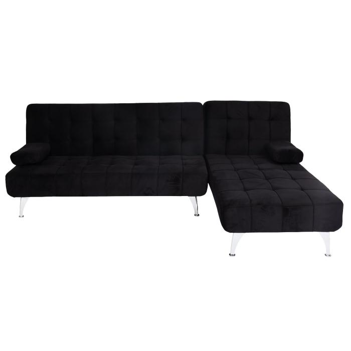 Schlafsofa HWC-K22, Couch Ecksofa Sofa, Liegeflche links/rechts Schlaffunktion 236cm ~ Samt schwarz