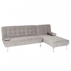 Schlafsofa HWC-K22, Couch Ecksofa Sofa, Liegefläche links/rechts Schlaffunktion 236cm ~ Samt grau