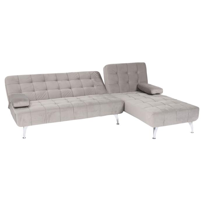 Schlafsofa HWC-K22, Couch Ecksofa Sofa, Liegeflche links/rechts Schlaffunktion 236cm ~ Samt grau