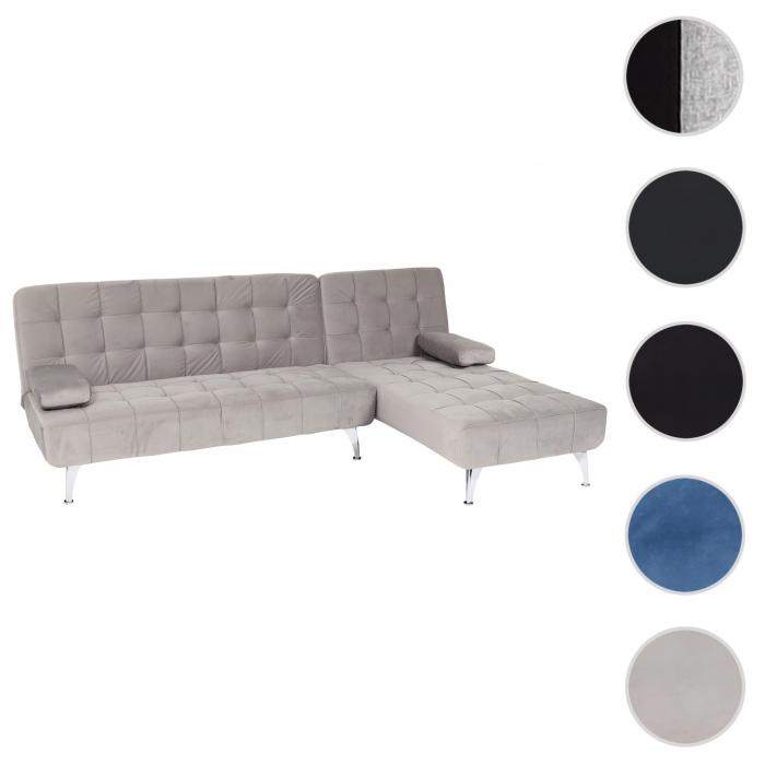 Schlafsofa HWC-K22, Couch Ecksofa Sofa, Liegeflche links/rechts Schlaffunktion 236cm ~ Samt grau