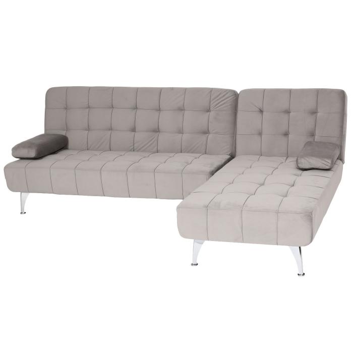 Schlafsofa HWC-K22, Couch Ecksofa Sofa, Liegeflche links/rechts Schlaffunktion 236cm ~ Samt grau