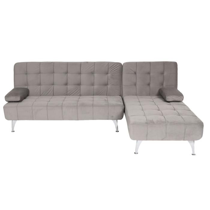 Schlafsofa HWC-K22, Couch Ecksofa Sofa, Liegeflche links/rechts Schlaffunktion 236cm ~ Samt grau