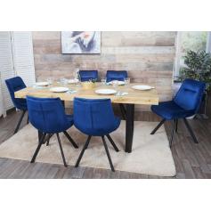 6er-Set Esszimmerstuhl HWC-K24, Polsterstuhl Küchenstuhl Lehnstuhl Stuhl, Metall Samt ~ blau