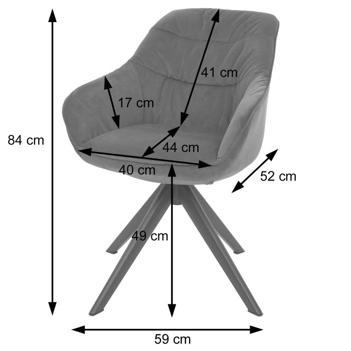Esszimmerstuhl HWC-K28, Kchenstuhl Polsterstuhl Stuhl mit Armlehne, drehbar, Metall ~ Stoff/Textil grau