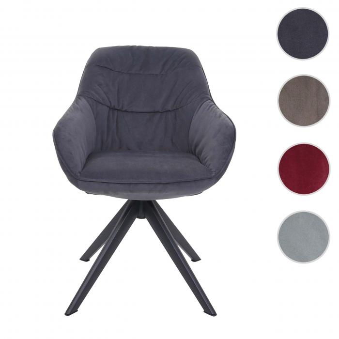Esszimmerstuhl HWC-K28, Kchenstuhl Polsterstuhl Stuhl mit Armlehne, drehbar, Metall ~ Stoff/Textil grau