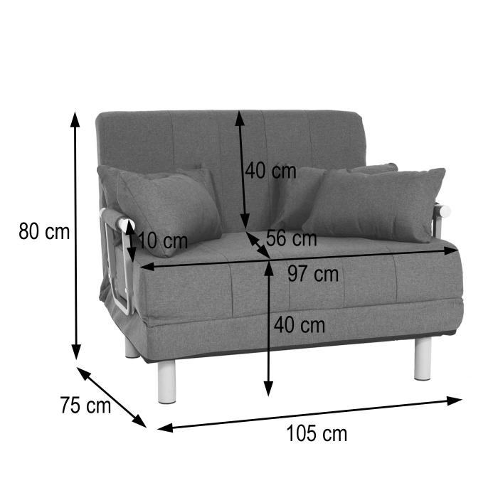 Schlafsessel HWC-K29, Klappsessel Schlafsofa Gstebett Relaxsessel, Liegeflche 186x97cm ~ Stoff/Textil dunkelgrau